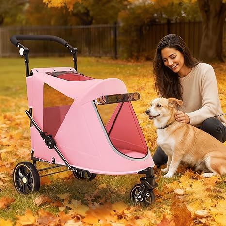 VIAGDO Premium Heavy‑Duty 3‑Wheel Pet Stroller (55 lb Capacity)
